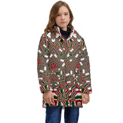 Christmas-kaleidoscope Kid s Hooded Longline Puffer Jacket by artworkshop