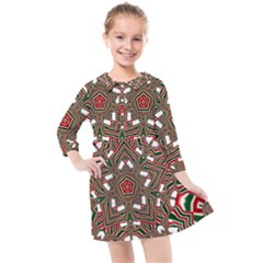 Christmas-kaleidoscope Kids  Quarter Sleeve Shirt Dress by artworkshop