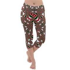 Christmas-kaleidoscope Lightweight Velour Capri Yoga Leggings by artworkshop