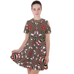 Christmas-kaleidoscope Short Sleeve Shoulder Cut Out Dress  by artworkshop