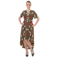 Christmas-kaleidoscope Front Wrap High Low Dress by artworkshop