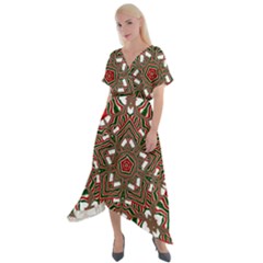 Christmas-kaleidoscope Cross Front Sharkbite Hem Maxi Dress by artworkshop