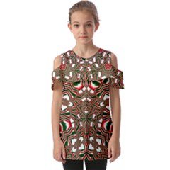 Christmas-kaleidoscope Fold Over Open Sleeve Top by artworkshop