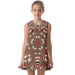 Christmas-kaleidoscope Kids  Pilgrim Collar Ruffle Hem Dress by artworkshop