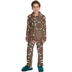 Christmas-kaleidoscope Kids  Long Sleeve Velvet Pajamas Set by artworkshop