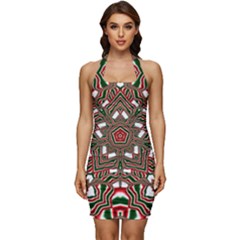 Christmas-kaleidoscope Sleeveless Wide Square Neckline Ruched Bodycon Dress by artworkshop