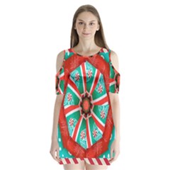 Christmas Kaleidoscope Shoulder Cutout Velvet One Piece by artworkshop