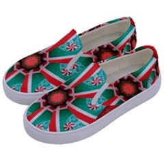 Christmas Kaleidoscope Kids  Canvas Slip Ons by artworkshop