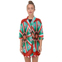 Christmas Kaleidoscope Half Sleeve Chiffon Kimono by artworkshop