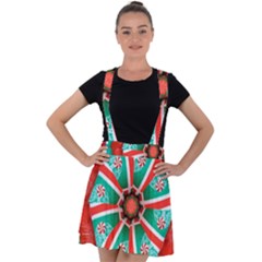 Christmas Kaleidoscope Velvet Suspender Skater Skirt