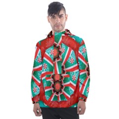 Christmas Kaleidoscope Men s Front Pocket Pullover Windbreaker by artworkshop