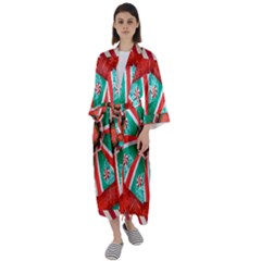 Christmas Kaleidoscope Maxi Satin Kimono by artworkshop