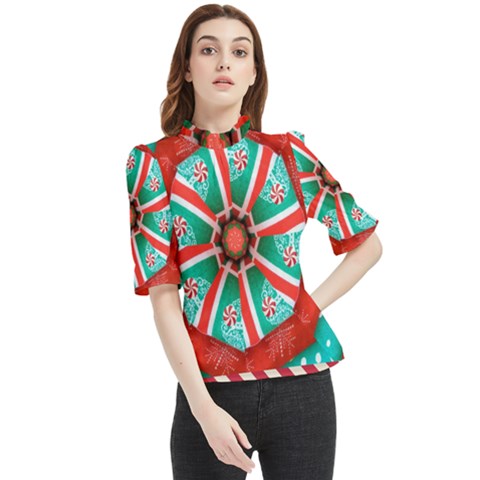 Christmas Kaleidoscope Frill Neck Blouse by artworkshop