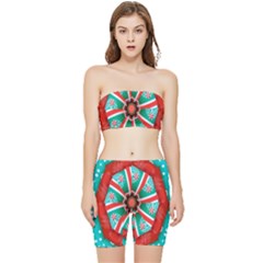 Christmas Kaleidoscope Stretch Shorts And Tube Top Set by artworkshop