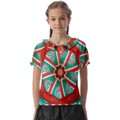 Christmas Kaleidoscope Kids  Frill Chiffon Blouse