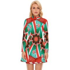 Christmas Kaleidoscope Long Sleeve Velour Longline Dress by artworkshop