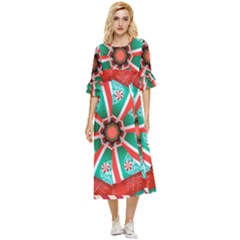 Christmas Kaleidoscope Double Cuff Midi Dress by artworkshop