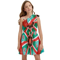 Christmas Kaleidoscope Kids  One Shoulder Party Dress by artworkshop