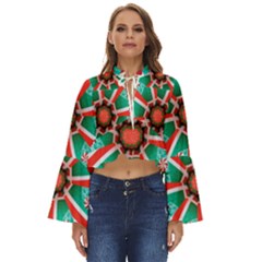 Christmas Kaleidoscope Boho Long Bell Sleeve Top by artworkshop