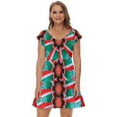 Christmas Kaleidoscope Short Sleeve Tiered Mini Dress by artworkshop