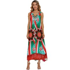 Christmas Kaleidoscope V-neck Sleeveless Babydoll Dress