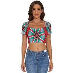 Christmas Kaleidoscope Short Sleeve Square Neckline Crop Top  by artworkshop