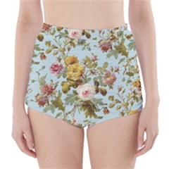 Flowers Vintage Floral High-waisted Bikini Bottoms by artworkshop