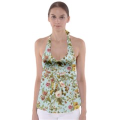 Flowers Vintage Floral Babydoll Tankini Top by artworkshop