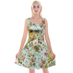 Flowers Vintage Floral Reversible Velvet Sleeveless Dress