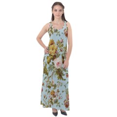 Flowers Vintage Floral Sleeveless Velour Maxi Dress by artworkshop