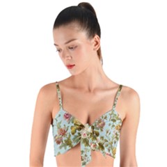 Flowers Vintage Floral Woven Tie Front Bralet by artworkshop