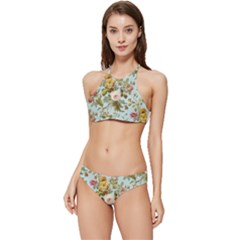 Flowers Vintage Floral Banded Triangle Bikini Set by artworkshop