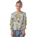 Flowers Vintage Floral Kids  Cuff Sleeve Top View1