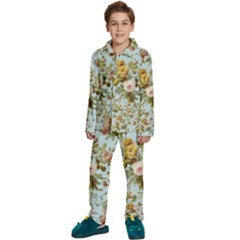 Flowers Vintage Floral Kids  Long Sleeve Velvet Pajamas Set