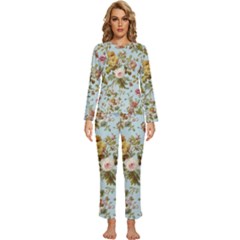 Flowers Vintage Floral Womens  Long Sleeve Lightweight Pajamas Set