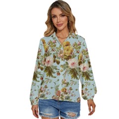 Flowers Vintage Floral Women s Long Sleeve Button Down Shirt