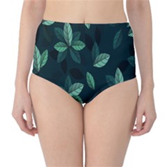 Leaves Pattern Classic High-waist Bikini Bottoms by artworkshop