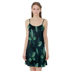 Leaves Pattern Satin Night Slip by artworkshop