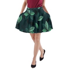 Leaves Pattern A-line Pocket Skirt by artworkshop