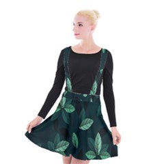 Leaves Pattern Suspender Skater Skirt by artworkshop