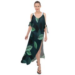 Leaves Pattern Maxi Chiffon Cover Up Dress by artworkshop