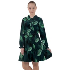 Leaves Pattern All Frills Chiffon Dress by artworkshop