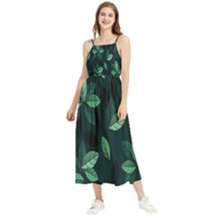 Leaves Pattern Boho Sleeveless Summer Dress by artworkshop