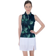 Leaves Pattern Women s Sleeveless Polo Tee by artworkshop