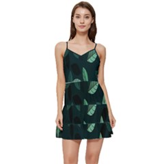 Leaves Pattern Short Frill Dress by artworkshop