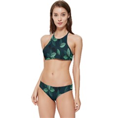 Leaves Pattern Banded Triangle Bikini Set by artworkshop