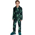 Leaves Pattern Kids  Long Sleeve Velvet Pajamas Set View1