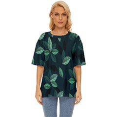 Leaves Pattern Oversized Basic Tee by artworkshop