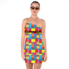 Lego Background One Soulder Bodycon Dress by artworkshop