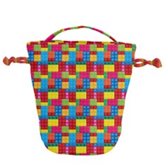 Lego Background Drawstring Bucket Bag by artworkshop